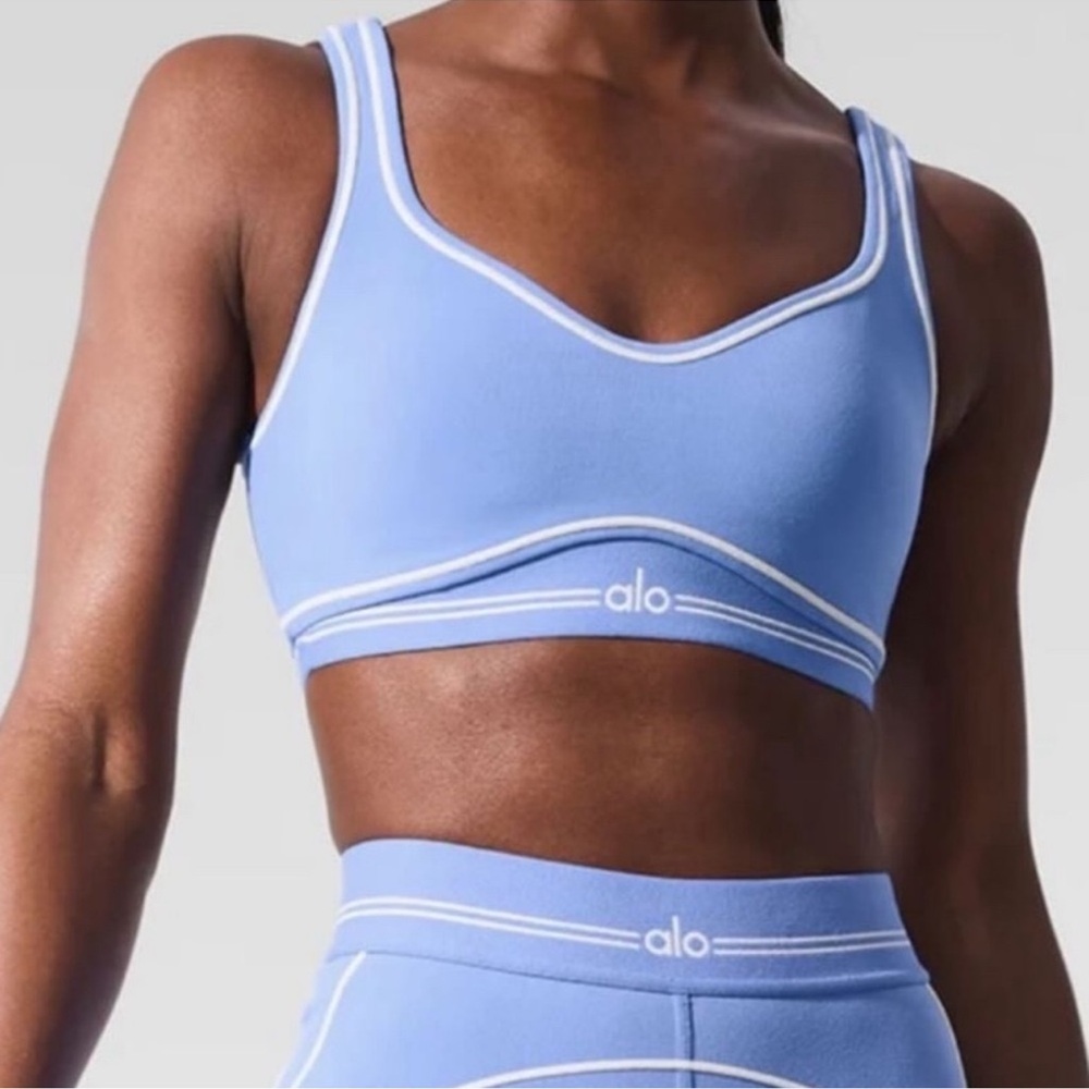 ALO Crystal Clear Blue Airbrush Heart Throb Bra - M